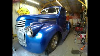 46 Chevy truck build  panels body worked and painted finalizing punch list items [upl. by Adnahsam]