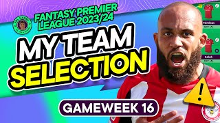 MY FPL GW16 TEAM SELECTION  Transfer Confirmed ✅  Fantasy Premier League Tips 202324 [upl. by Eelorac]