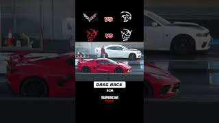 Hellcat Vs C8 Drag Race [upl. by Kamillah]