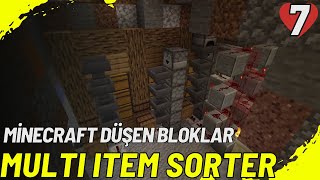 MİNECRAFTTA MULTİ İTEM SORTER NASIL YAPILIR   DÜŞEN BLOKLAR Bölüm 7 [upl. by Aneloj]