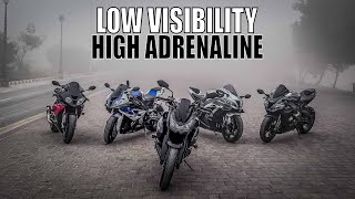 Low Visibility High Adrenaline Foggy Ride on Heavy Bikes [upl. by Cherise157]