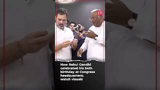 How Rahul Gandhi celebrated his 54th birthday at Congress headquarters watch visuals [upl. by Aratahc]