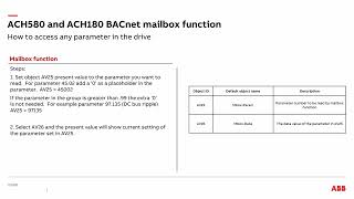 ACH580 and ACH180 BACnet mailbox function [upl. by Balling]