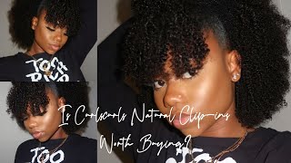 Natural Hairstyle  Half Up Half Down With Curly Bangs  Is CurlsCurls Natural Clipin Worth Buying [upl. by Noivax]