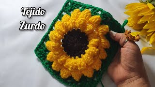 ZURDO 🌻Granny de girasol 🌻 Flores a Crochet 🌻 Patrón Gratis  Nancy Magno [upl. by Romulus543]