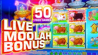 BIG WIN SESSION LIVE BONUSES on INVADERS ATTACK FROM THE PLANET MOOLAH  CASINO SLOTS [upl. by Esilana]