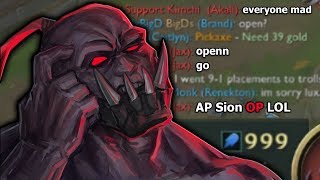 Tilting EVERYONE with FULL AP Sion  New runes  Items [upl. by Enilemme690]