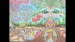 Completed Enchanted Forest colouring book  a flip through [upl. by Eelarat201]