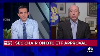 SEC Chair Gensler on bitcoin ETF approval The underlying asset is highly speculative and volatile [upl. by Cresa]