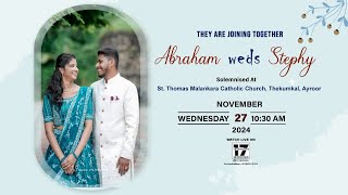 ABRAHAM Weds STEPHY  WEDDING CEREMONY  St Thomas Malankara Catholic Church Thekumkal [upl. by Airottiv911]