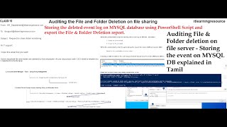 18Auditing File amp Folder deletion on file server  Storing the event on MYSQL DB explained in Tamil [upl. by Kcirded]