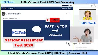 HCL Versant Test 2024  PART  A TO F  Versant Test For HCL Amazon amp Other Big MNCS hcl amazon [upl. by Aivekal526]