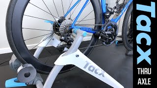 Tacx Classic WheelOn Trainer ThruAxle HOW TO EThru Trainer Axle [upl. by Eimilb]