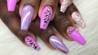 Watch Me Work Spring Lilac Refill ft Atwood Industries EFile Bits and Wildflowers Nails Glitter [upl. by Nauqas]