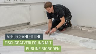 Fischgrätmuster verlegen mit PURLINE Bioboden oder Vinylboden [upl. by Llerrud]