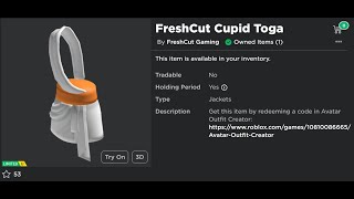 Claiming FreshCut Cupid Toga  FREE LIMITED INGAME Easy UGC Sold Out [upl. by Vasquez]