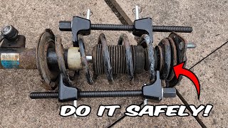 How to Compress a Strut Spring and Also Change a Strut 🚗 [upl. by Drape]