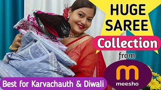 Huge Meesho Festive Sarees Haul ❤️ under Rs 1000  Tryon  Honest Review  Adhira [upl. by Nasia]