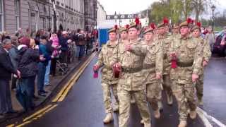 Start Of Homecoming Parade Black Watch Perth Scotland April 20th [upl. by Yelrebmik399]