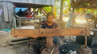 Knife Making  Forging A Powerful Cleaver From A Longest Leaf Spring [upl. by Roderic]