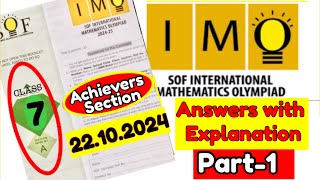 SOF Math Olympiad 202425 CLASS 7 set A Question with Solution SOF IMOAchievers Section imoclass7 [upl. by Sylado]