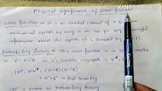 Physical Significance of Wave function Probability Density amp Properties of wave function [upl. by Ulrich239]