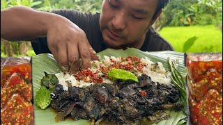 Black sesame seeds cook with smoked chicken  homemade chilly sauce  kents vlog [upl. by Rovelli190]