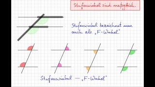 Mathematik  Klasse 7  Geometrie  Winkel an parallelen Geraden  Stufenwinkel und Ergänzungswinkel [upl. by Davin136]