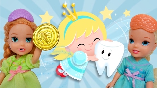 Anna and Elsa Toddlers Tooth Fairy 2  Annya Loses a Tooth  Barbie Toys and Dolls Stories [upl. by Lebar]