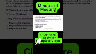 Minutes Meeting  Minutes of Meeting Format  How to Write Minutes of Meeting [upl. by Hershel521]