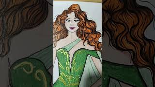 Croqui finalizado ✏️💚 Metida 👑 desenhodemoda art ilustracaodemoda drawing artist [upl. by Nylareg485]