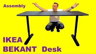 IKEA BEKANT Desk Assembly  Hight adjustable seating Ikea Desk nonmotorised [upl. by Anaibaf]