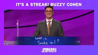 Its A Streak Buzzy Cohen Wins 5 Games  JEOPARDY [upl. by Shatzer]