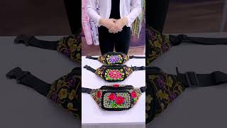 Convenient waist bag lovely embroidered flowers keeps belongings securely gadgets [upl. by Launcelot]