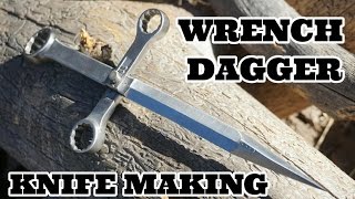 Knife Making  Trench Wrench Dagger Knife [upl. by Anoynek]