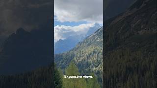 expansive views of forests mountains and rocky terrain on day 1 of Dolomites Alta Via 1 hike [upl. by Daraj850]