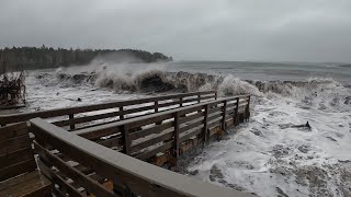 Crazy waves at Pemaquid Beach Maine  January 13 2024 [upl. by Arymahs]