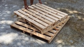 Creative Pallet Wood Furniture Project  Building A Relaxing Bed With Pallet Wood [upl. by Elaval340]