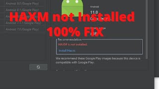 HAXM not Installed Android Studio  100 Fix Intel HAXM not Installed Android Studio [upl. by Dorey]