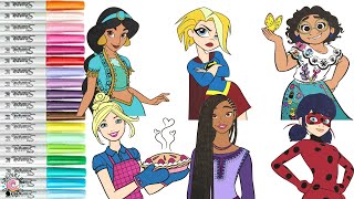 Coloring Book Compilation for Kids Wish Disney Princess Encanto Barbie DC Super Hero Girl Miraculous [upl. by Drisko]