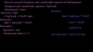 how to convert kgcm2 to kilo pascal  pressure converter [upl. by Enaerb]