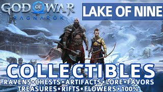 God of War Ragnarok  Lake of Nine All Collectible Locations Chests Artifacts Ravens  100 [upl. by Heddie]