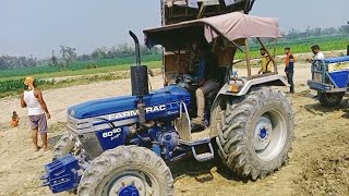 JCB 3dx xpert Loading mud in Trolley Farmtrac tractor 6050 mahindra tractor 🚜 [upl. by Amek]