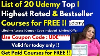 List of 20 Free Udemy Certification Courses  Udemy Top Rated Courses  100 off Coupon Code [upl. by Idell485]