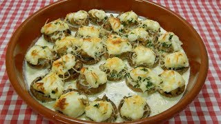 Receta de champiñones rellenos con ajoaceite [upl. by Malony204]