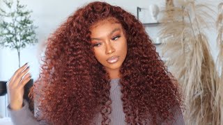 👩🏾‍🦰🔥SZA INSPIRED REDDISH BROWN JERRY CURLY WIG INSTALL FLUFFY BABYHAIR BEAUTYFOREVER [upl. by Ramedlab]