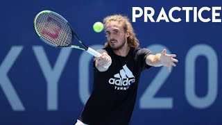 Stefanos Tsitsipas Practice with Cilic and Maria Sakkari at TOKYO OLYMPICS 2021 [upl. by Arihday650]