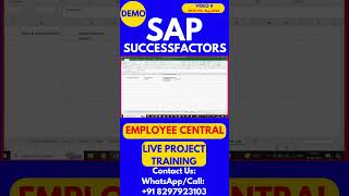 SAP SuccessFactors Employee Central Training Video 4 DATE 17th Aug 2024 sapsuccessfactorstraining [upl. by Walston]