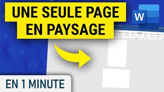 Comment mettre une seule page en paysage sur Word [upl. by Rafaellle]