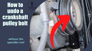 How to remove Crankshaft pulley bolt WITHOUT A SPECIALIST TOOL [upl. by Babbette]